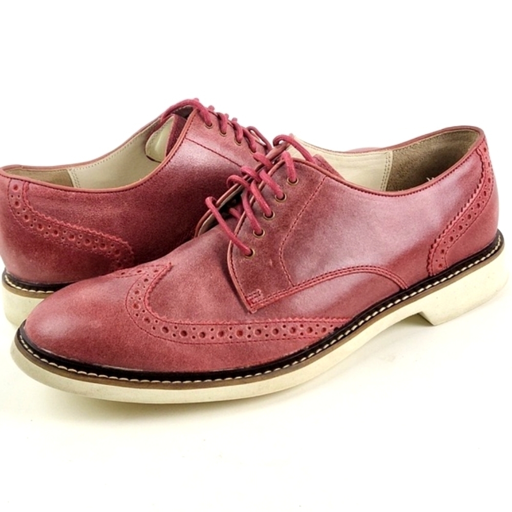 Cole Haan Franklin Nike Air Cushioned Red Leather Lace-up Wingtip Oxford Shoe